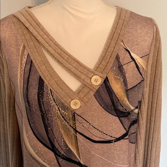 Abstract Print Long Sleeve Tunic Top Size L - Picture 3 of 7